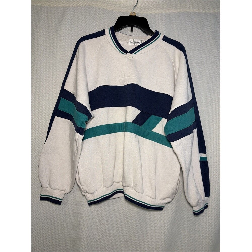 Vintage 1990s Oleg Cassini Casuals colorblock sweatshirt Womenβs Large Pockets